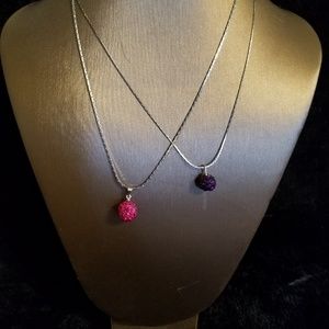 Set of 2 Necklaces Purple and Fuchsia NWT